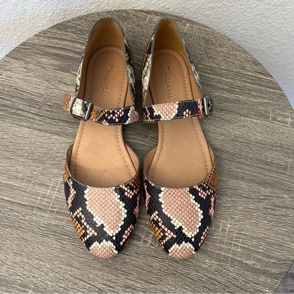 Madewell NWOT The Alina Mary-Jane Flat in Snake Embossed Leather- Size 9 - Picture 4 of 15